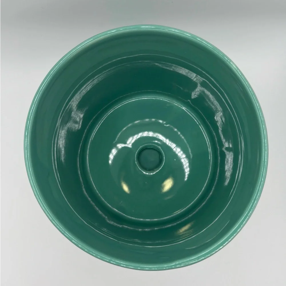 Turquoise Aqua Green Planter Pot with Saucer Porcelain Glossy 5” y2K Modern